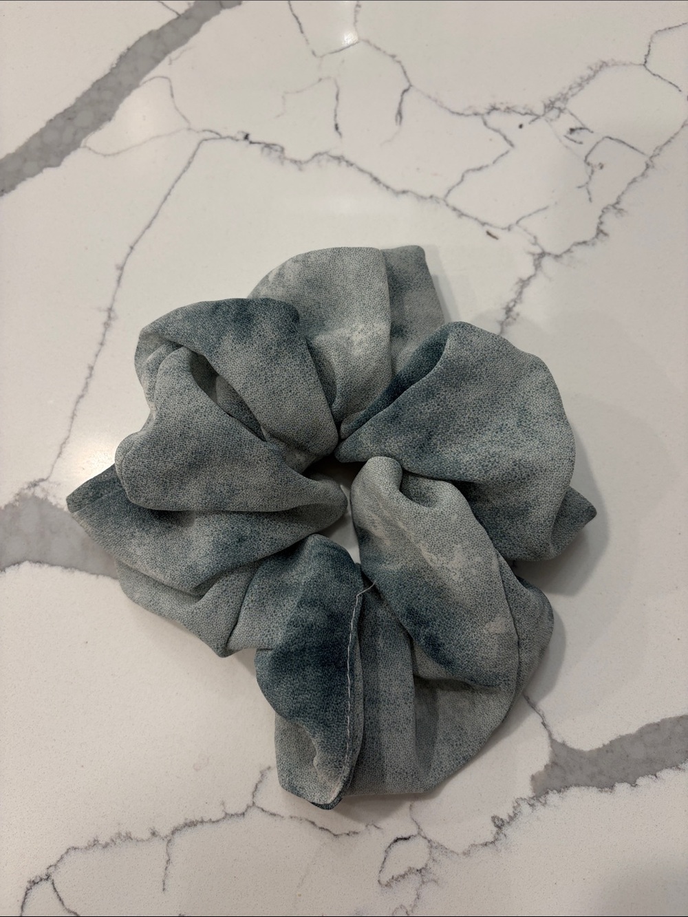 Soft Washed Green Blue-Grey Fabric Hair Scrunchie - Casual Women's Accessory